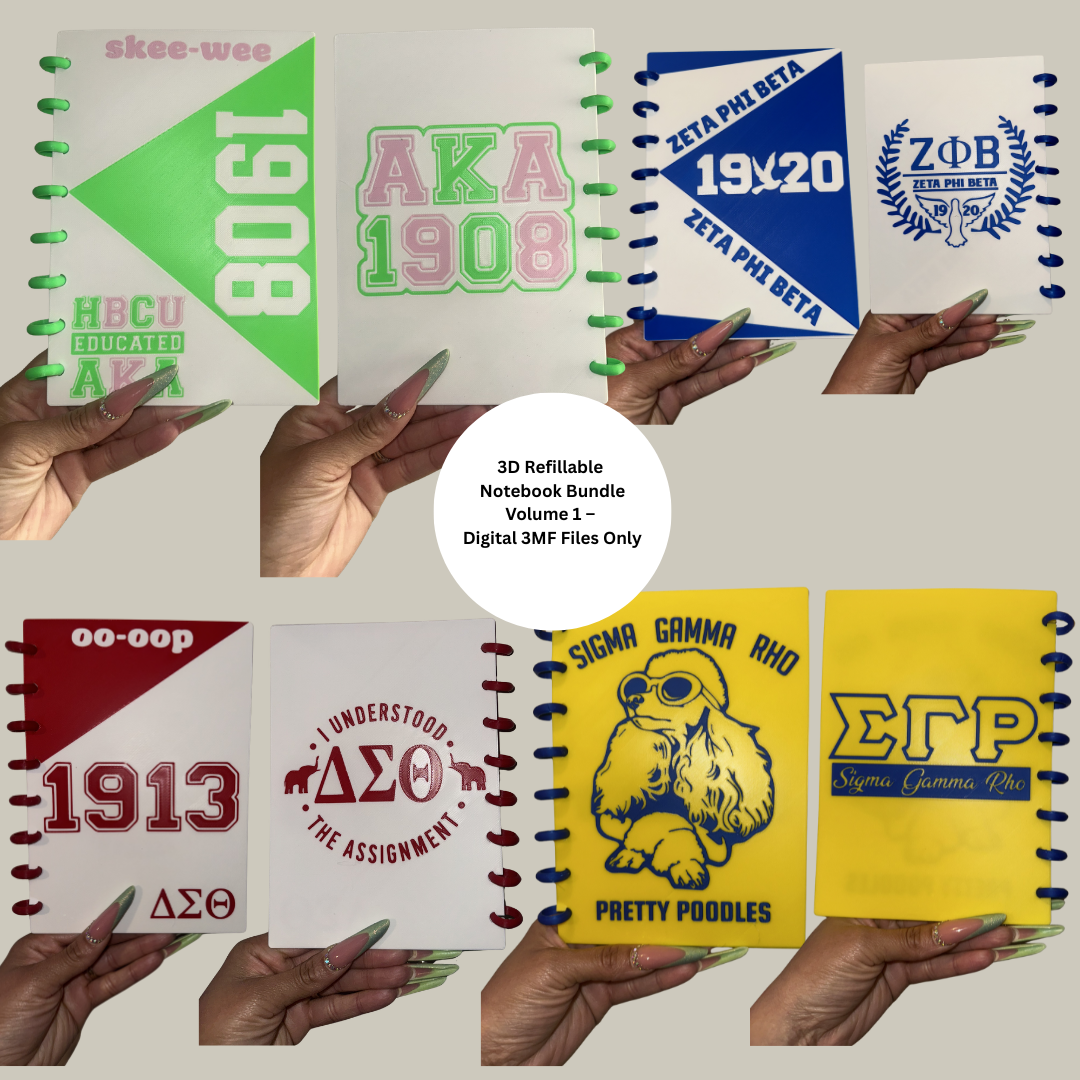 3D Refillable Sorority Greek Notebook Bundle – Digital 3MF Files Only