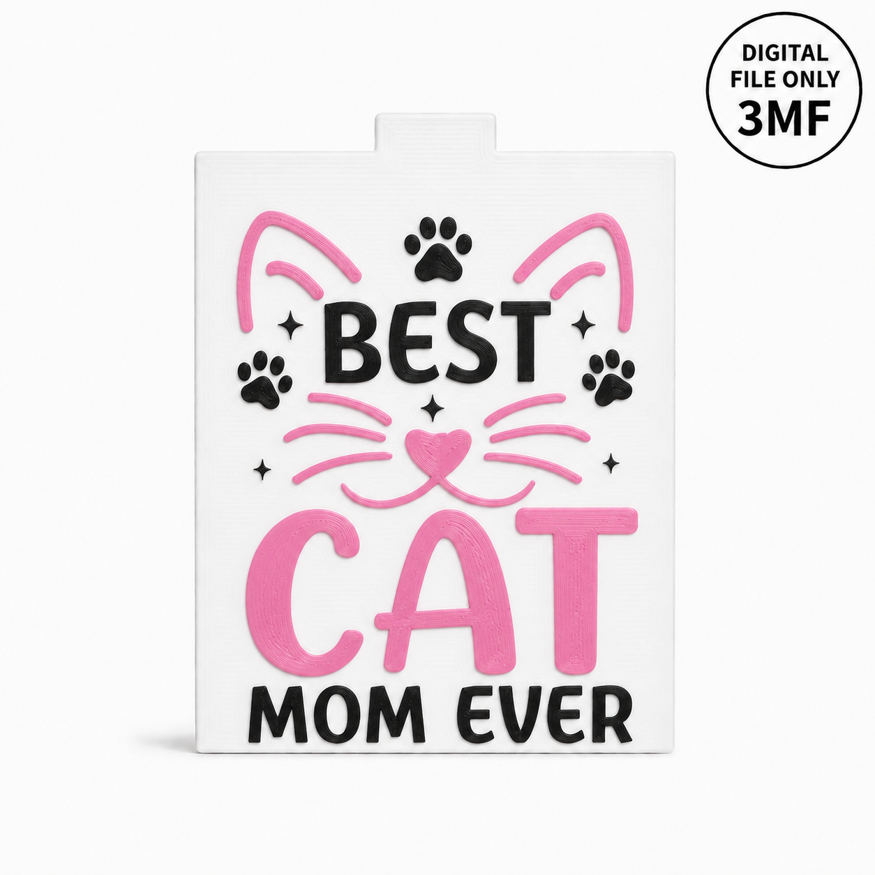 Cat Mom Interchangeable Tissue Box Front Cover 2 Only – 3MF- Digital File
