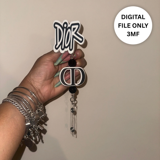 Designer-Inspired CD Badge Reel – Digital 3MF File Only + Charm
