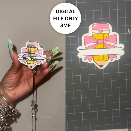 Teacher Pencil Badge Reel – Digital 3MF File Only