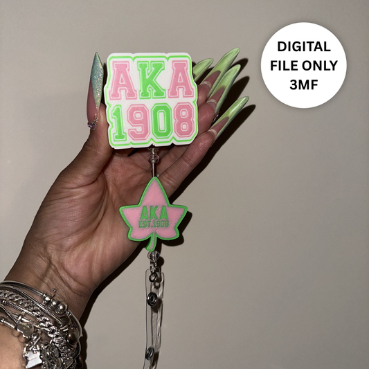 Pink & Green Badge Reel – Digital 3MF File Only