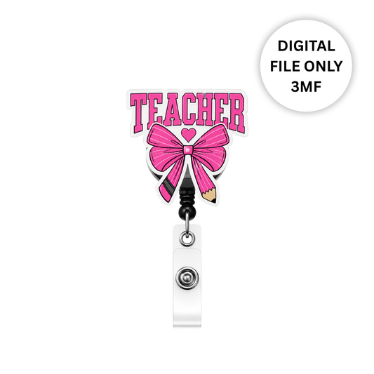 Teacher Bow Pencil Badge Reel – Digital 3MF File Only
