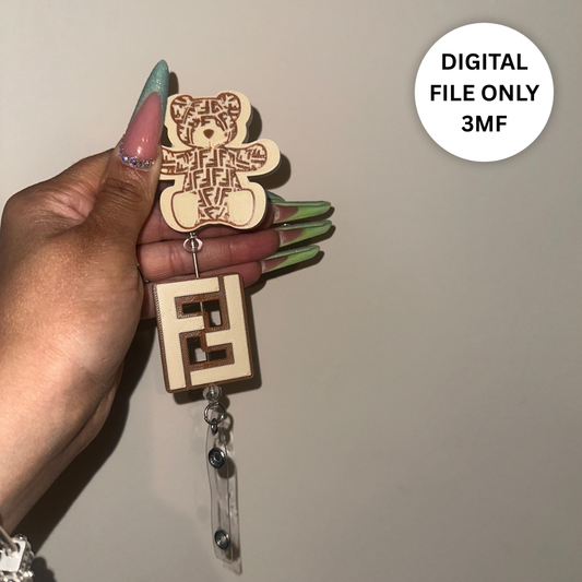 Designer-Inspired FF Badge Reel – Digital 3MF File Only + Charm